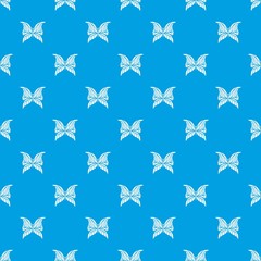 Wall Mural - Butterfly with scalloped wings pattern vector seamless blue repeat for any use