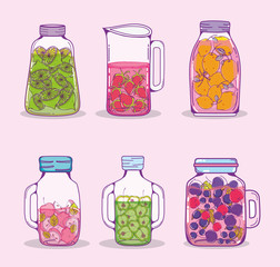 Wall Mural - Set of juice mason jars