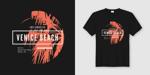 venice beach t-shirt and apparel trendy design with palm tree si
