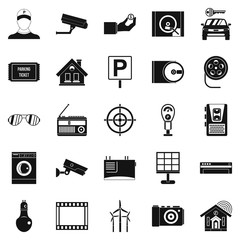 Wall Mural - Surveillance cameras icons set. Simple set of 25 surveillance cameras vector icons for web isolated on white background