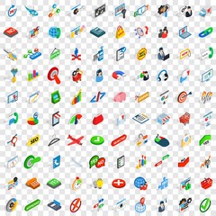 Wall Mural - 100 biz icons set in isometric 3d style for any design vector illustration