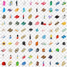 100 Clothes Icons Set In Isometric 3d Style For Any Design Vector Illustration