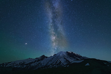 milky way over mount rainier