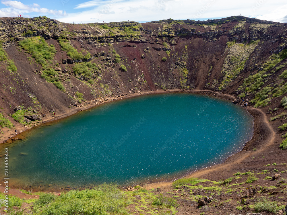 Kerid - Crater lake on golden circle in Iceland - obrazy, fototapety, plakaty 