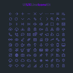 Wall Mural - ui and ux big bold line icons kit