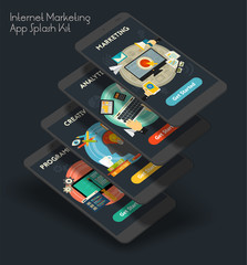 Wall Mural - flat design responsive ui mobile app with 3d mockups
