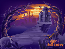 Horror Scene Illustration For Halloween
