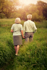 Canvas Print - Loving senior couple walking