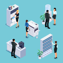 Isometric office life concept.