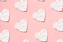 Hearts Pattern From Cream In Pink Background. Skin Care