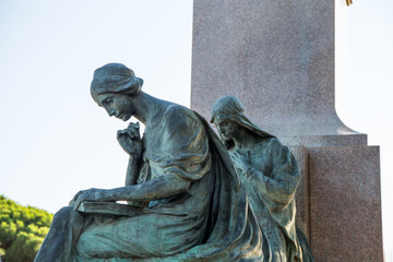 Particular of Christopher Columbus monument in Rapallo, Genoa province, Italy.