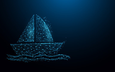 Wall Mural - boat icon form lines, triangles and particle style design. illustration vector