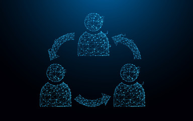 Aufkleber - User group icons form lines, triangles and particle style design. Illustration vector