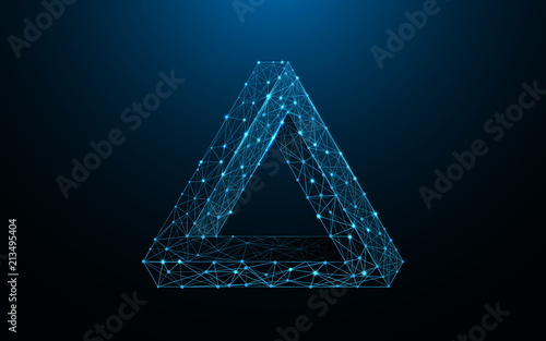 Fotografía Penrose triangle form lines, triangles and particle style design
