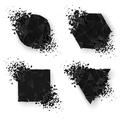 Wall Mural - abstract explosion geometric shapes. web banners set. geometry sticker set with space for text. vect