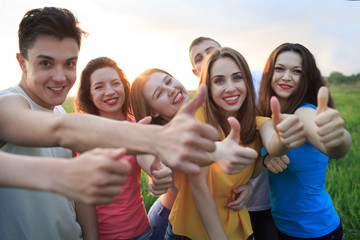 Wall Mural - Group of young people on the field