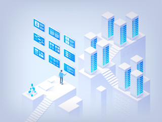Wall Mural - database management. concept of hi tech isometric vector illustration