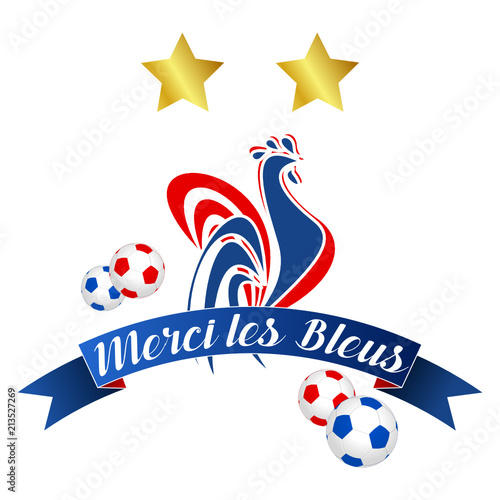 Merci Les Bleus Deux étoiles Et Coq Buy This Stock