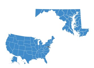 Poster - Map of Maryland state