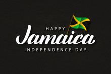 Vector Realistic Isolated Typography Logo For Jamaica Independence Day With Origami Flag For Decoration And Covering On The Dark Background.