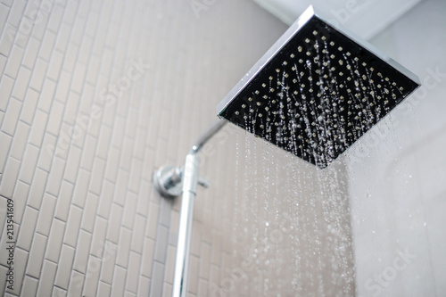 Shower Head With Drops Of Water Falling Down Selective Focus Buy