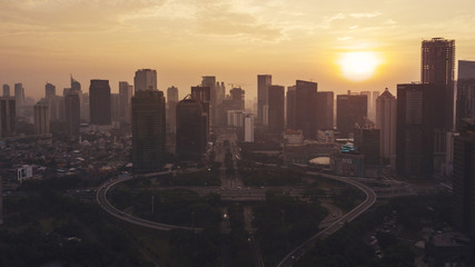 Wall Mural - Beautiful sunset with Semanggi road intersection