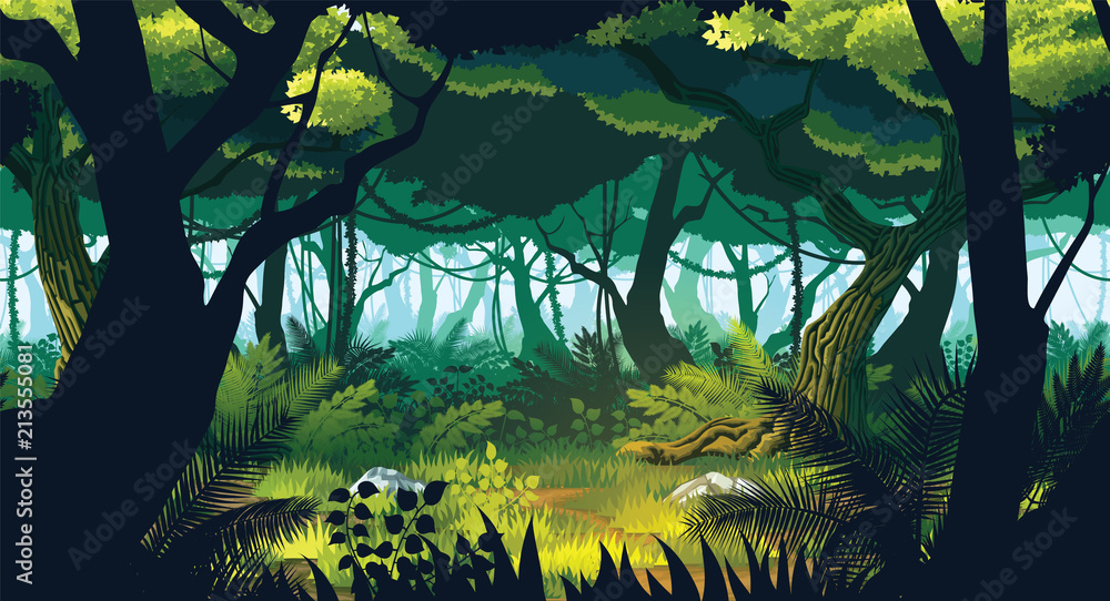 A high quality horizontal seamless background of landscape with deep ...