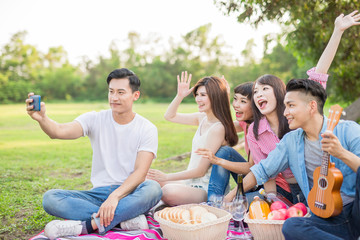 Wall Mural - people selfie happily