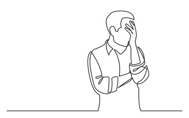 Wall Mural - continuous line drawing of upset man in trouble