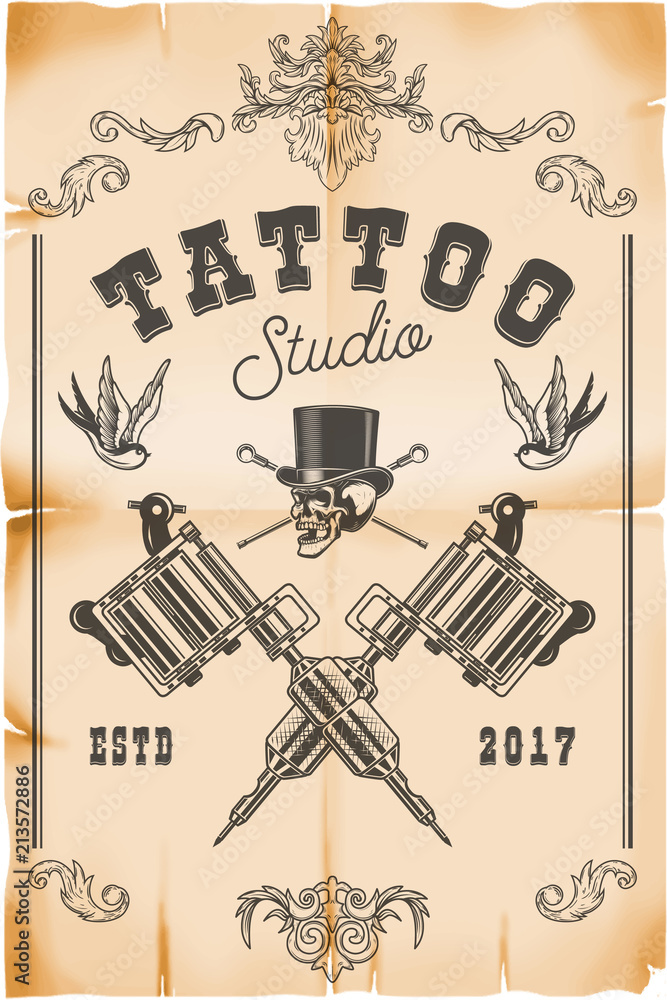 額縁 tatoo studio yamada IRON SKULL POSTER tatoo studio yamada IRON SKULL POSTER