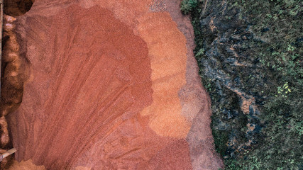 Wall Mural - Aerial view over monohydrallite mine field. Sand mine. View from above