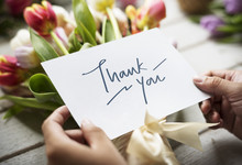 Thank You Card With Bouquet Of Flowers