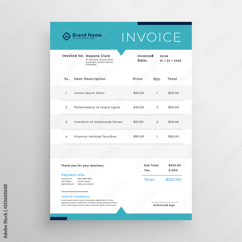 modern invoice template for your business Stock Vector | Adobe Stock
