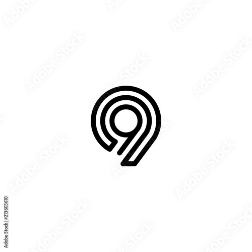 Fotografia nine number double triple line art outline monoline logo