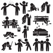 Alcoholism, party and people drinking icon set. Vector.