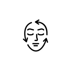 Poster - Face correction line icon. Woman, arrow, contour. Beauty care concept. Can be used for topics like aging, aesthetics, cosmetology