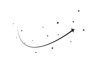 Wall Mural - abstract falling star vector - black shooting star with elegant star trail on white background - met