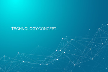 Wall Mural - geometric connected background lines and dots. simple technology abstract graphic background design,