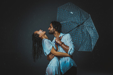 Couple under the rain