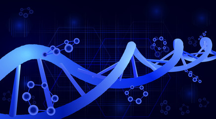 DNA helix. 3d. Science, education, genetics. illustration