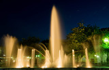 Fototapeta Tęcza - Long Exposure On A Fountain At Night
