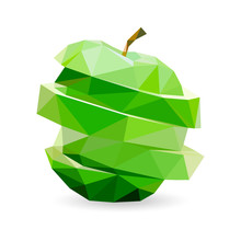 Vector Polygonal Green Cutted Apple. 