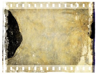 Wall Mural - Vintage film strip frame with ruined leather texture. Tones of sepia.