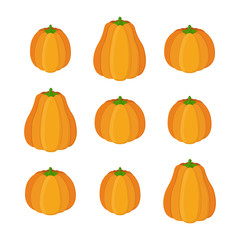 Wall Mural - Vector orange pumpkin, Halloween symbol. Garden autumn product - gourd. Made in cartoon flat style