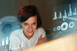 © puhhha - Female Programmer Working With Hologram Display