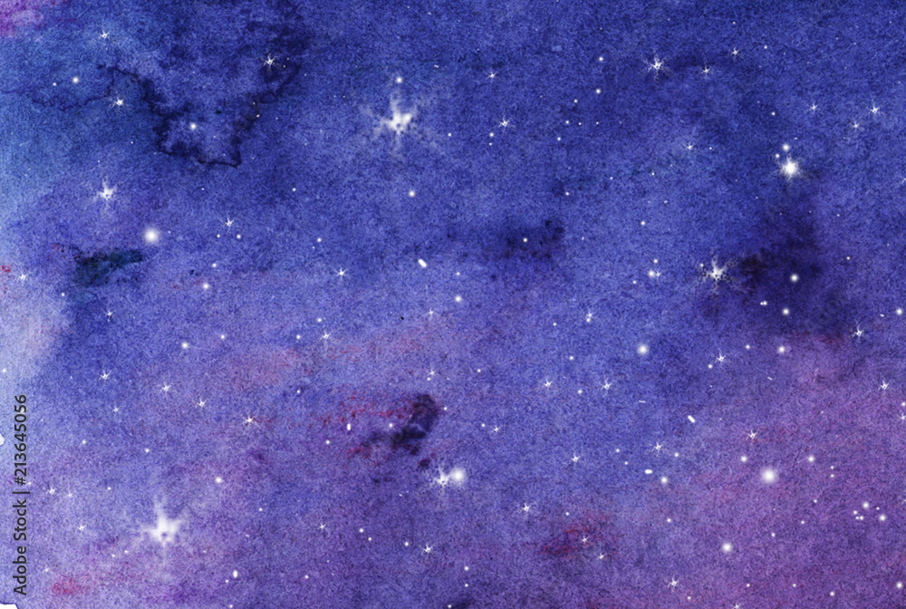 Hand painted watercolor illustration of night sky Stock Illustration ...