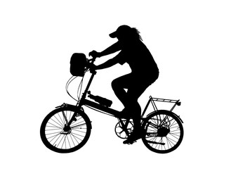 Wall Mural - silhouette Sport man whit bike on white background