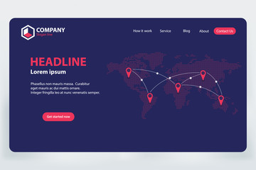 Wall Mural - Landing Page World Communication Network Theme Vector Template Design