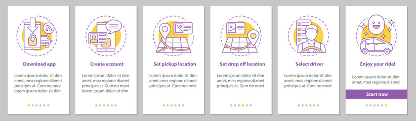 Carpooling mobile app onboarding screen