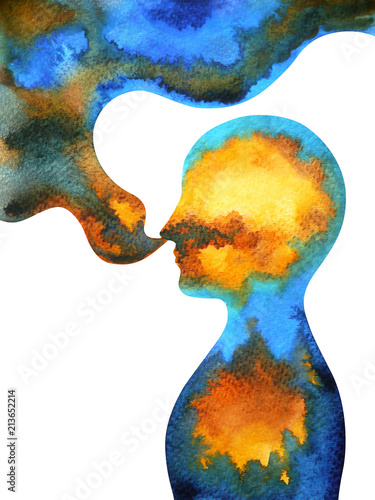 Fotografía human head, chakra power, inspiration abstract thinking, world, universe inside